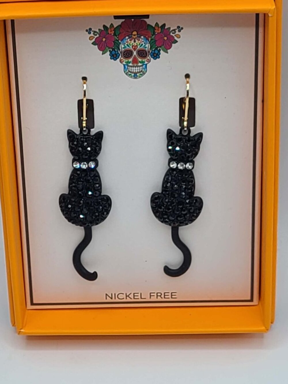 Bella Jack Black Cat Earrings NEW in Box